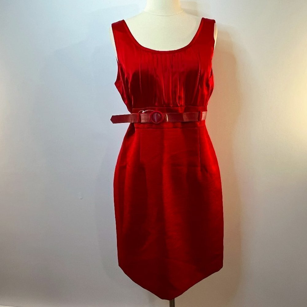 Tahari Arthur S. Levine Women's Petite Red Belted Silk Dress - Size 12P - NWT